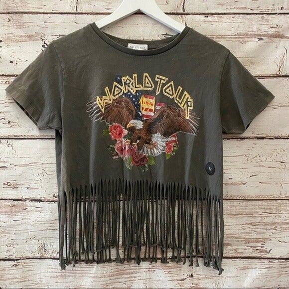 FULL TILT American Eagle Flag Crop Top Sz M - Picture 2 of 7